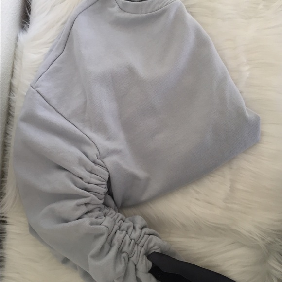 Halogen Blue Drawstring Rouched Sleeves Pullover - Picture 5 of 8